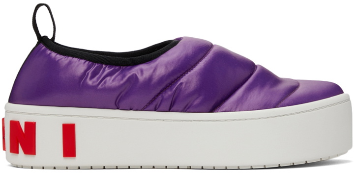 Photo: Marni Purple PAW Quilted Slip-On Low Sneakers
