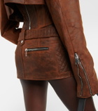 LaQuan Smith Leather cargo mini skirt