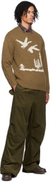 BEAMS PLUS Brown Intarsia Sweater
