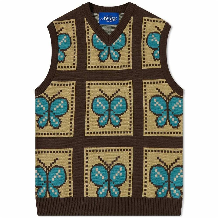 Photo: Awake NY Butterfly Sweater Vest in Brown/Yellow