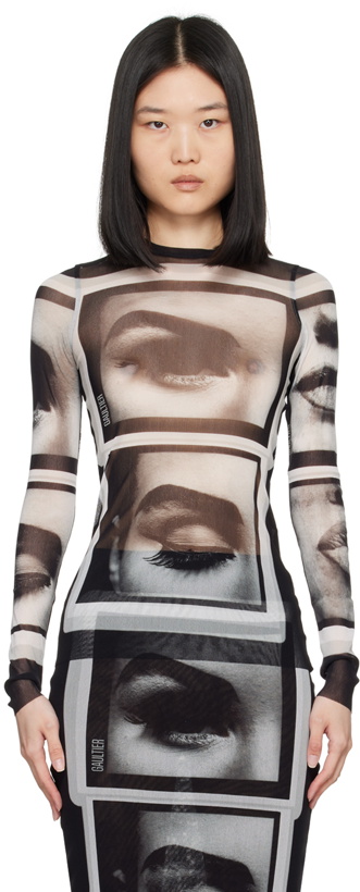 Photo: Jean Paul Gaultier Black 'The Eyes And Lips' Long Sleeve T-Shirt