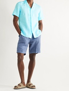 ALTEA - Baker Camp-Collar Linen Shirt - Blue - L