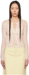 Sandy Liang White & Pink Curry Cardigan
