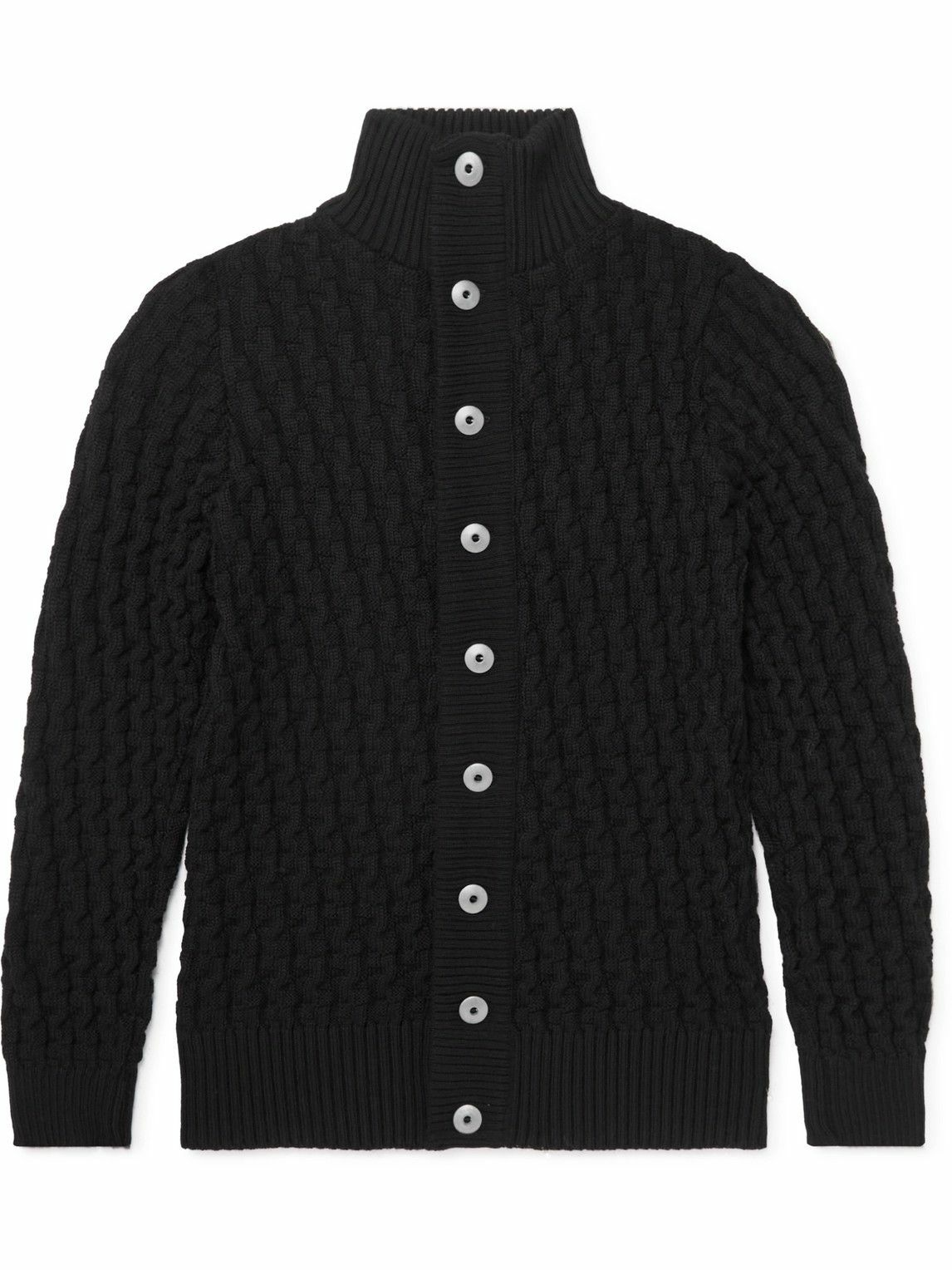 S.N.S. Herning - Stark Textured Virgin Wool Cardigan - Black