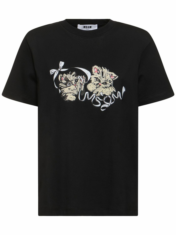 Photo: MSGM Kitten Printed Cotton Jersey T-shirt