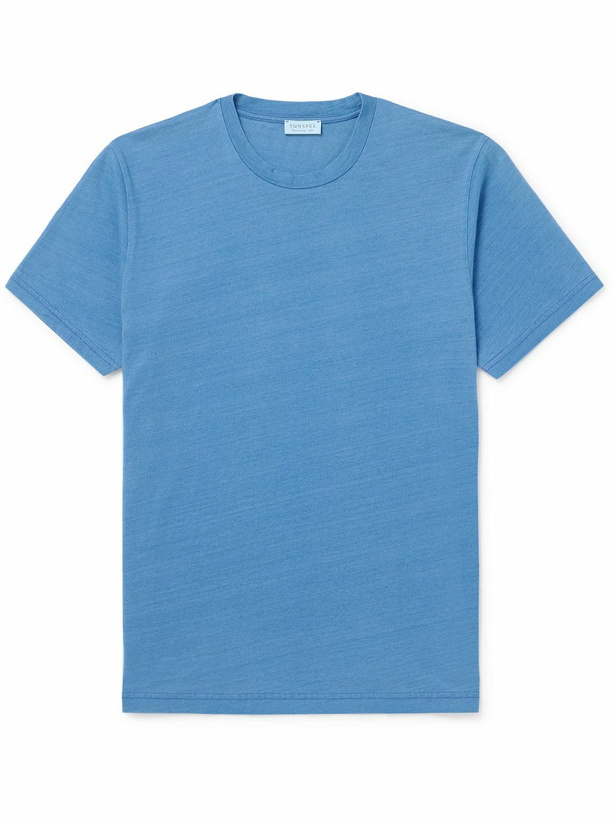Photo: Sunspel - Indigo-Dyed Organic Cotton-Jersey T-Shirt - Blue