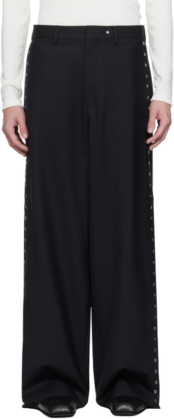 Photo: Karmuel Young Navy Wide Leg Side Snap Trousers