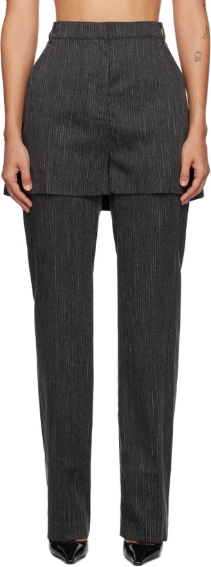 Photo: Pushbutton Gray Shorts Layered Trousers