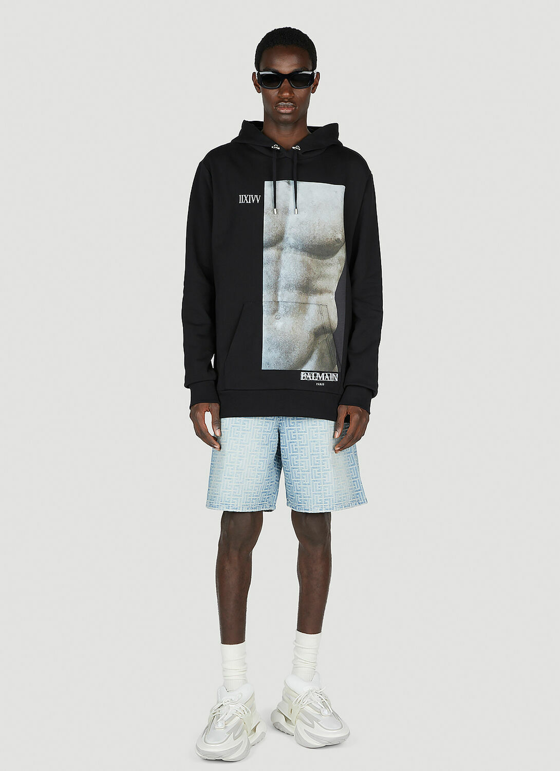 Balmain Statue Print Hooded Sweatshirt