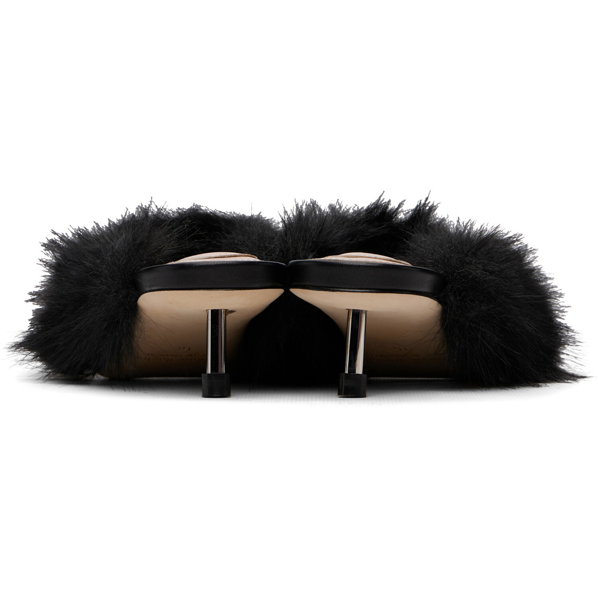 Simone Rocha Black Faux Fur Mule Heels