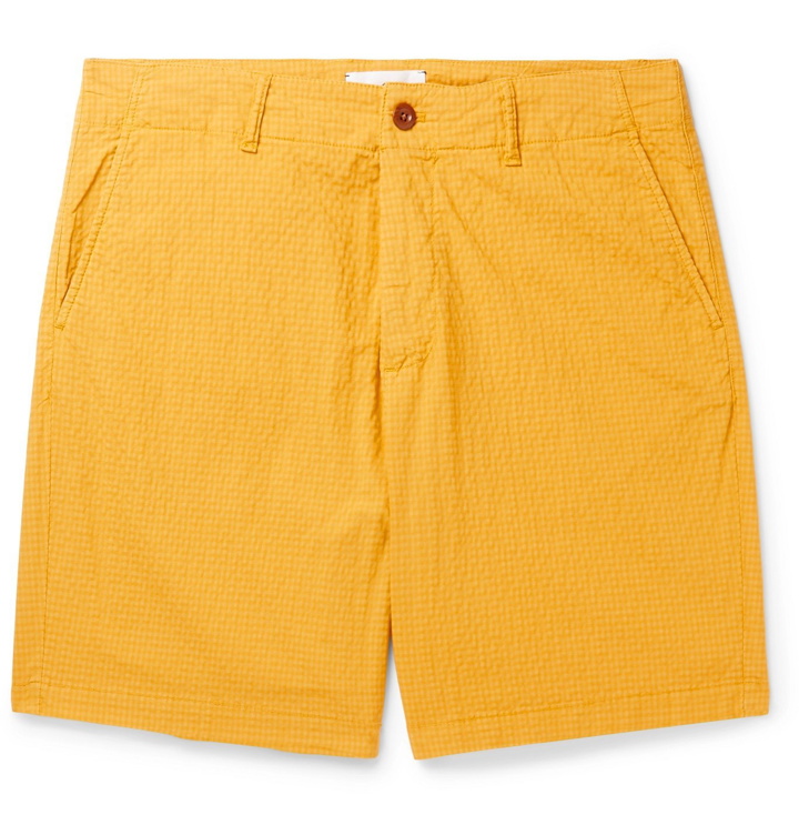 Photo: MR P. - Garment-Dyed Cotton-Blend Seersucker Shorts - Yellow