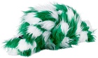 JIU JIE SSENSE Exclusive Green & White Faux-Fur Knot Cushion