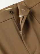 De Bonne Facture - Straight-Leg Pleated Cotton-Twill Trousers - Brown