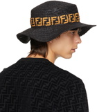 Fendi Black Raffia 'FF' Hat