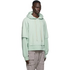 Rick Owens Drkshdw Green Cropped Hustler Hoodie