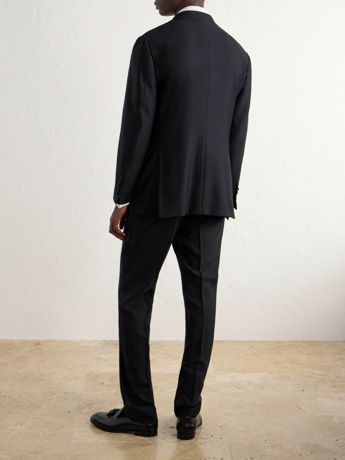 Thom Sweeney - Double-Breasted Satin-Trimmed Wool-Fresco Suit Jacket - Black