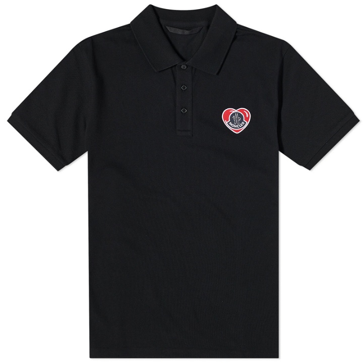 Photo: Moncler Men's Heart Logo Polo Shirt in Black