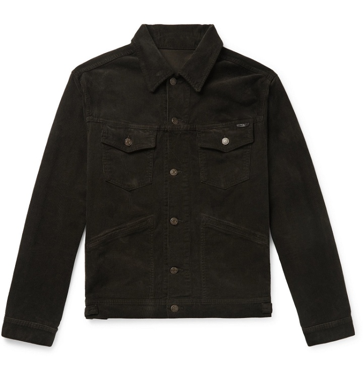 Photo: TOM FORD - Slim-Fit Washed Cotton-Blend Corduroy Trucker Jacket - Brown