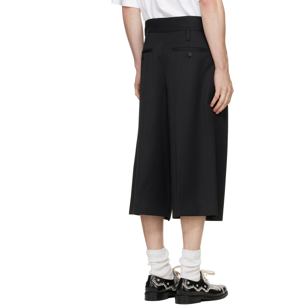 Simone Rocha Black Peeling Waist Wide Leg Shorts