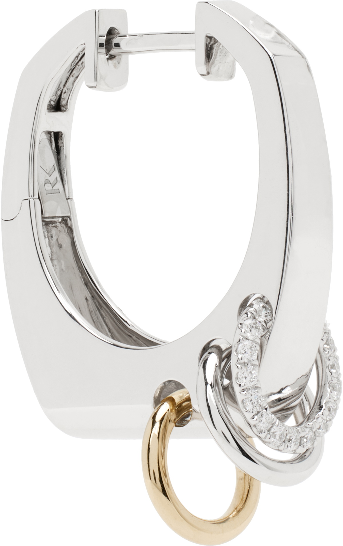 Rainbow K White Gold & Gold Nano Grace Hoop Single Earring