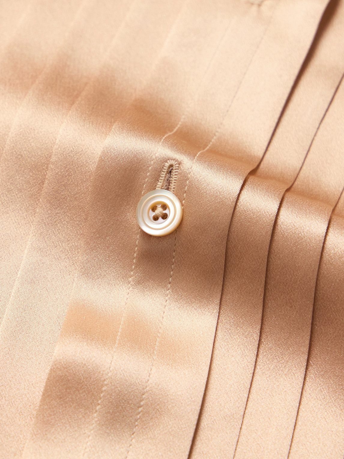 TOM FORD - Pintucked Silk-Charmeuse Shirt - Neutrals