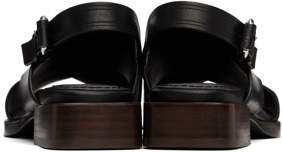 LEMAIRE Black Cross Flat Sandals