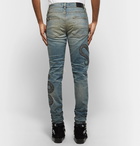 AMIRI - Skinny-Fit Appliquéd Distressed Stretch-Denim Jeans - Men - Light denim