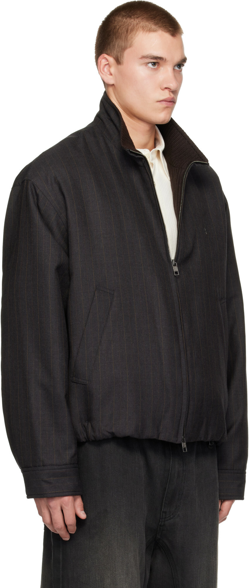 WOOYOUNGMI Gray Striped Jacket