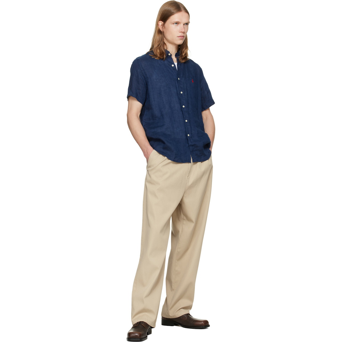 Polo Ralph Lauren Navy Linen Short Sleeve Sport Shirt