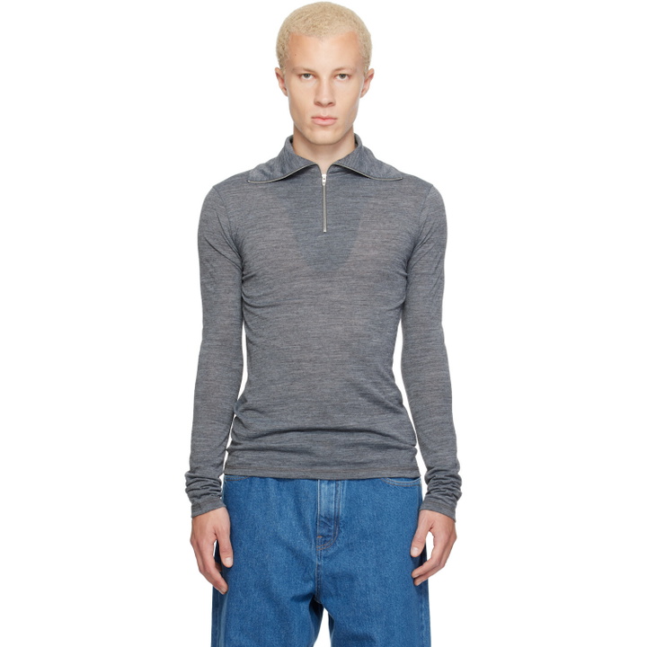 Photo: Jil Sander Gray LS Zip Polo