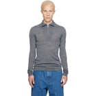 Jil Sander Gray LS Zip Polo
