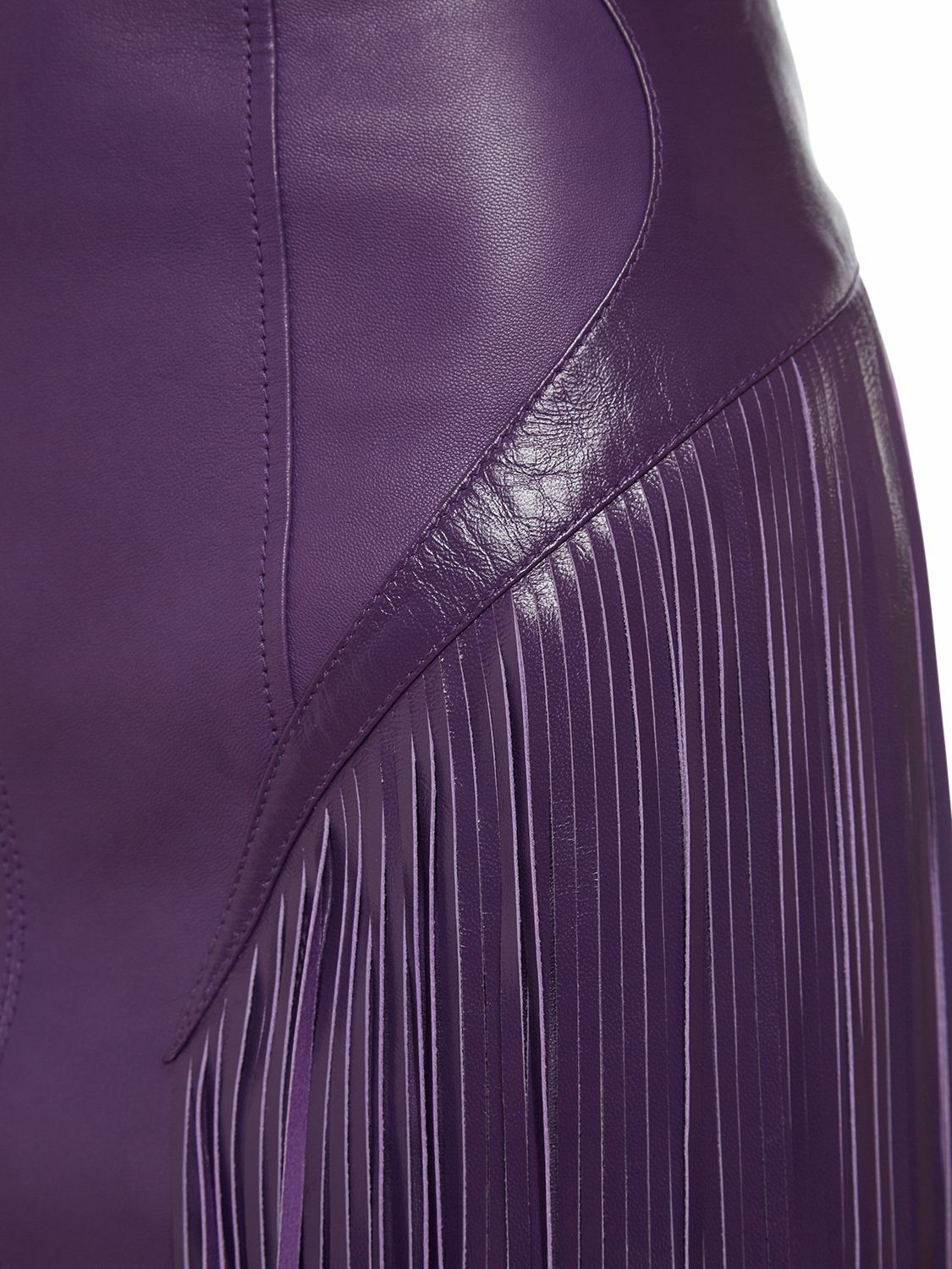 VERSACE - Leather Fringed Mini Dress