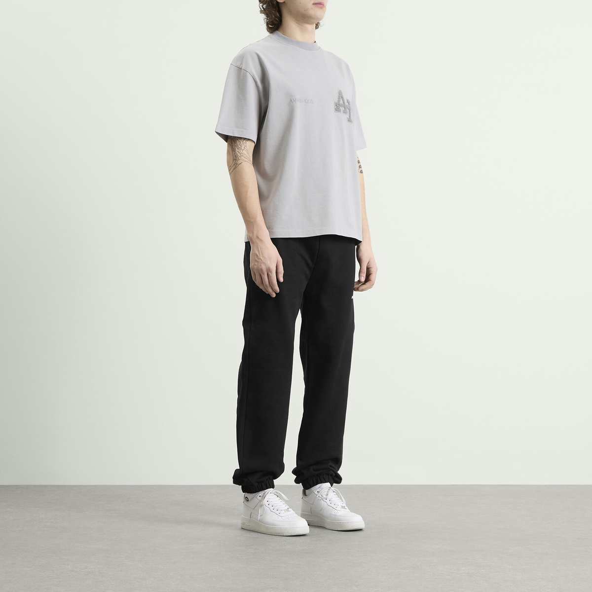 ANNIE HOOD Men's College T-Shirt in Washed Grey