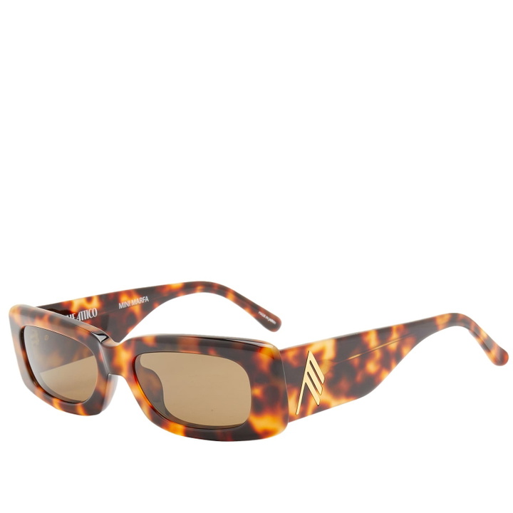 Photo: Linda Farrow Women's x The Attico Mini Marfa Sunglasses in T Shell Yellow/Gold/Brown