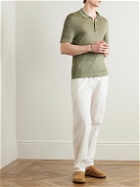 120% - Linen Polo Shirt - Green
