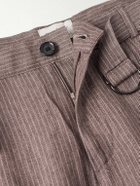 Oliver Spencer - Wilkins Tapered Belted Pinstriped Linen Suit Trousers - Brown
