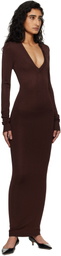 Entire Studios Brown Long Sleeve V Neck Maxi Dress