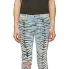 Amiri Indigo Tiger Destruction Jeans