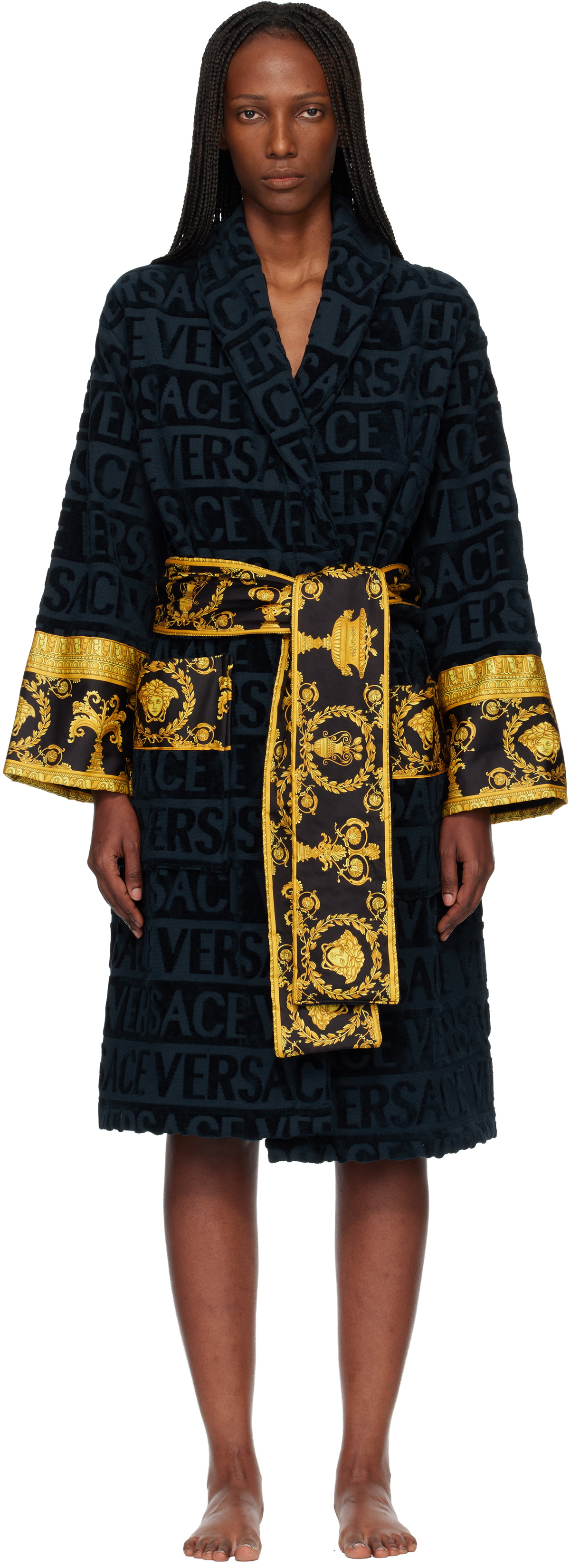 Versace Navy 'I Heart Baroque' Bathrobe