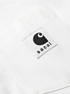 Sacai - Carhartt WIP Logo-Appliquéd Canvas-Trimmed Cotton-Jersey T-Shirt - White