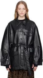 lesugiatelier Black Button Faux-Leather Jacket