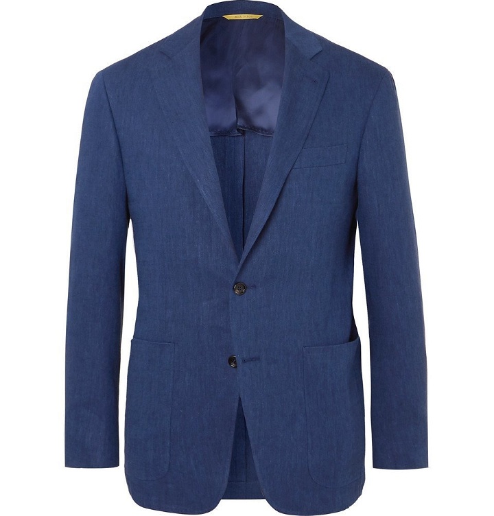 Photo: Canali - Blue Kei Slim-Fit Linen and Wool-Blend Suit Jacket - Blue