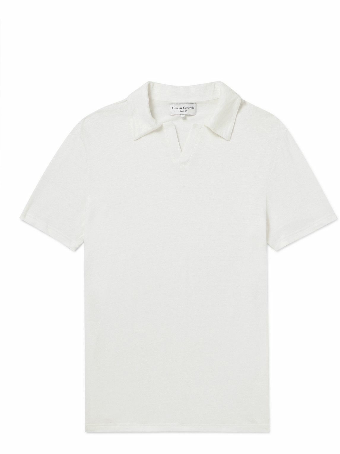 Photo: Officine Générale - Simon Garment-Dyed Linen-Blend Polo Shirt - White