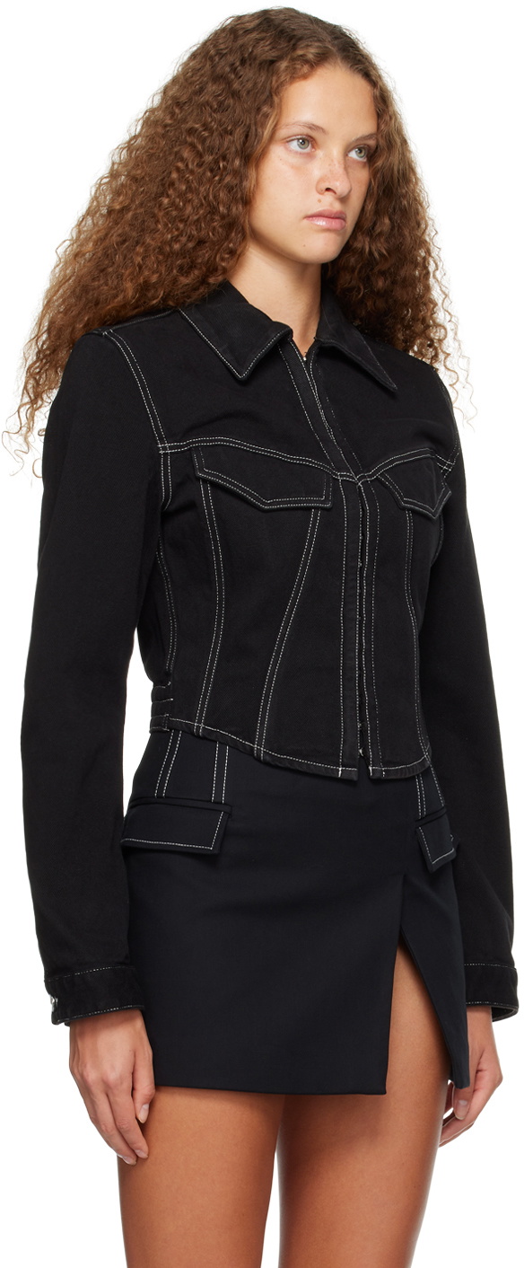 Dion Lee Black Garment-Dyed Denim Jacket Dion Lee