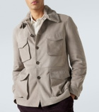 Eleventy Shearling-trimmed suede field jacket