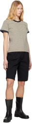 Carter Young Beige & Navy Striped Football T-shirt
