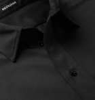 Balenciaga - Oversized Logo-Appliquéd Cotton-Blend Twill Shirt - Black