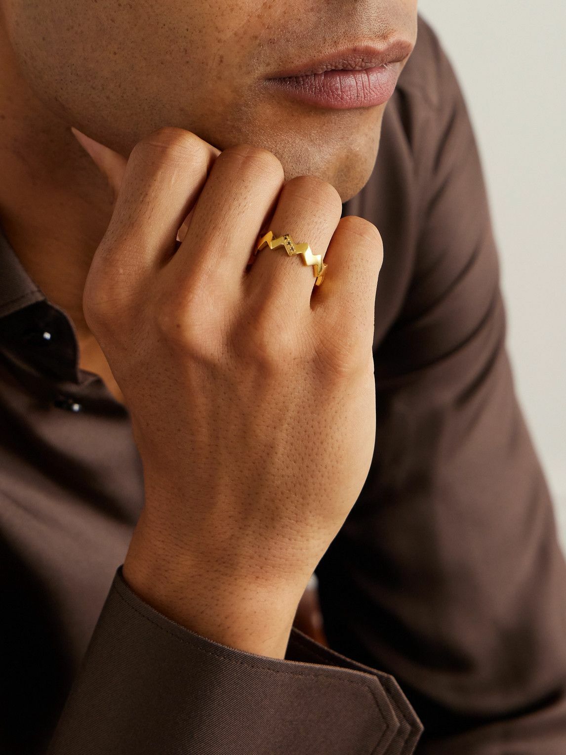 Mikia - Snake Gold-Plated Diamond Ring - Gold