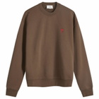 AMI Paris Men's Small A Heart Crew Sweat in Dark Coffee