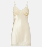 Saint Laurent Lace-trimmed silk satin slip dress